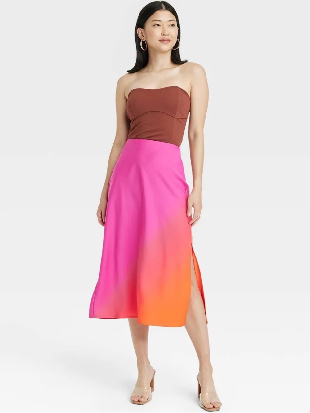 NWT a new day pink and orange ombré slip skirt | Size L